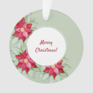 Weihnachtsstern Rote Poinsettie Aquarell Ornament