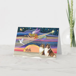 Weihnachtsstern - Shetland-Schäferhunde (2 Sable) Feiertagskarte