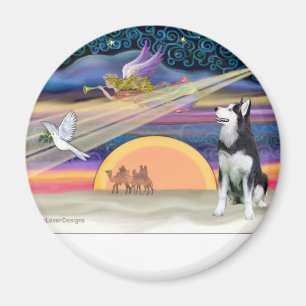 Weihnachtsstern - Sibirischer Husky 1 Magnet
