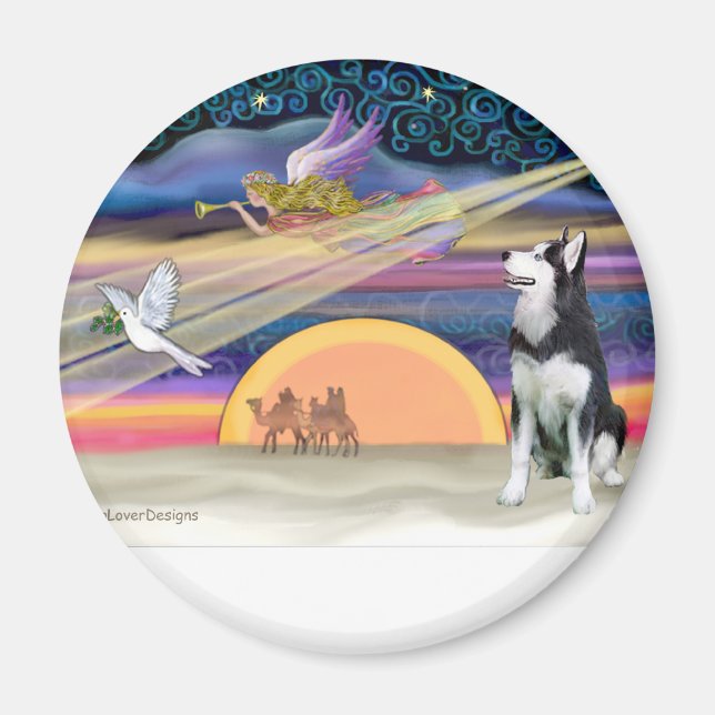 Weihnachtsstern - Sibirischer Husky 1 Magnet (Vorne)