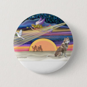 Weihnachtsstern - Sibirischer Husky (rot 2) Button