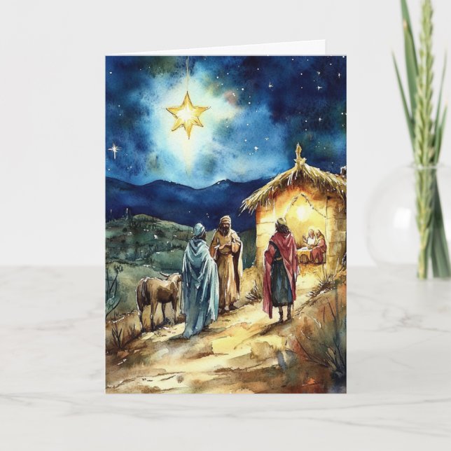 Weihnachtsstern und Drei Könige Karte (Vorderseite)