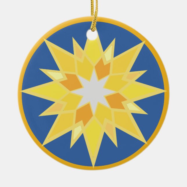 Weihnachtsstern und Jesus Keramik Ornament (Vorne)