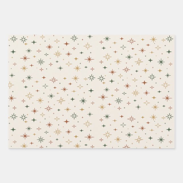 Weihnachtssterne & Glitzer-Muster			 Geschenkpapier Set (Vorderseite)