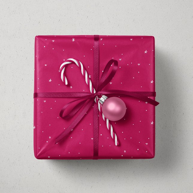 Weihnachtssterne magentinrosa niedlicher Feiertag Geschenkpapier (Von Creator hochgeladen)