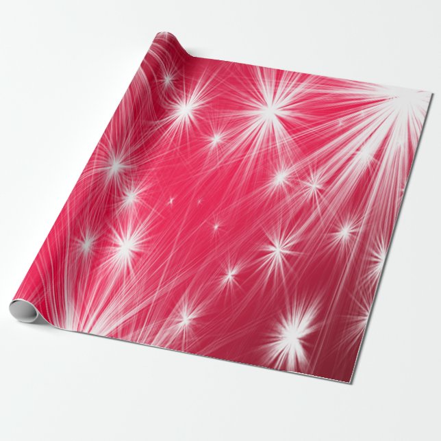 Weihnachtssterne mit Schneeflocken und Poinsettia Geschenkpapier (Ungerollt)