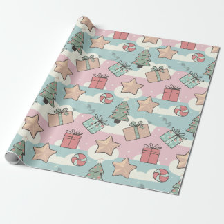 Weihnachtssterne und Bonbons Geschenkpapier