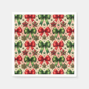 Weihnachtssterne und Bows Muster Serviette