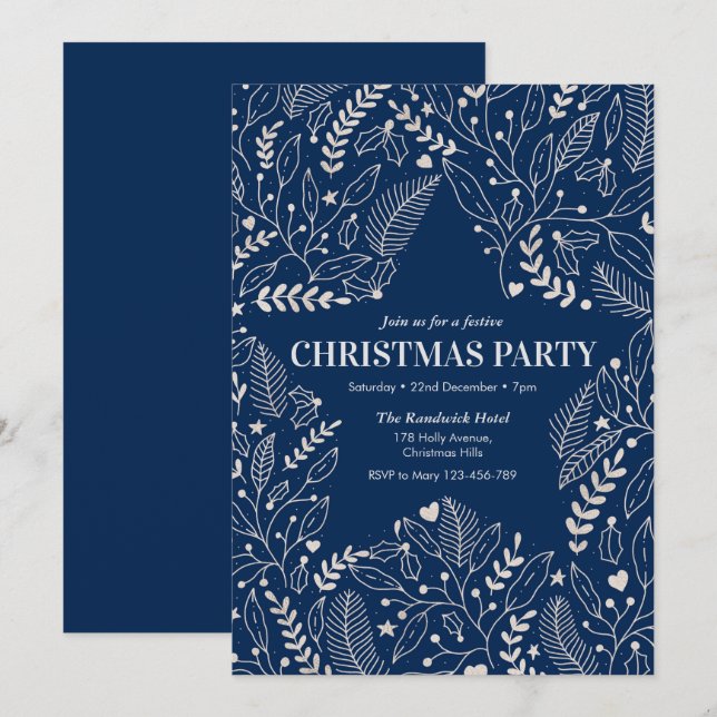 Weihnachtssterne und Heilige Party Einladung (Vorne/Hinten)