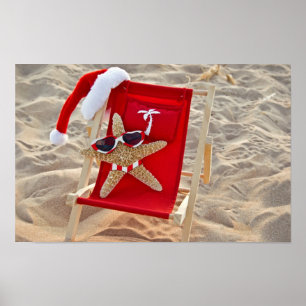 Weihnachtssternisch am Strand Poster