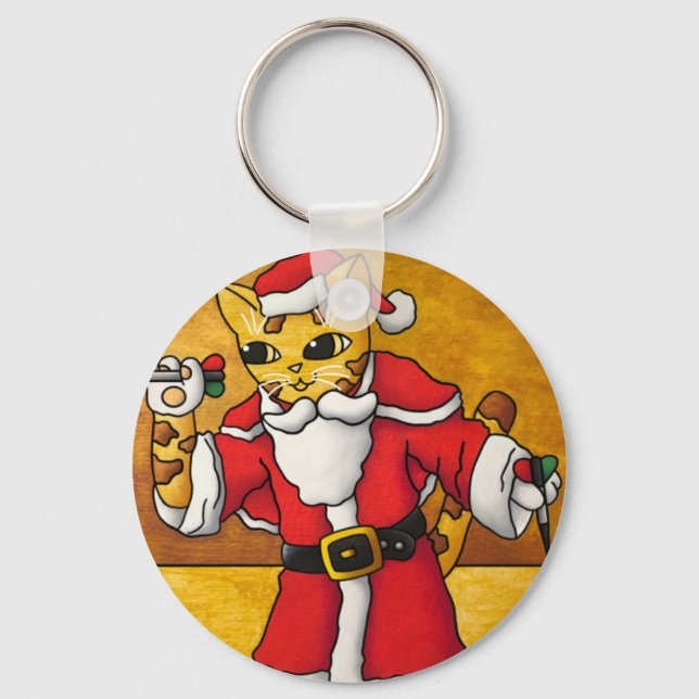 Weihnachtssternkatze Schlüsselanhänger (Vorderseite)