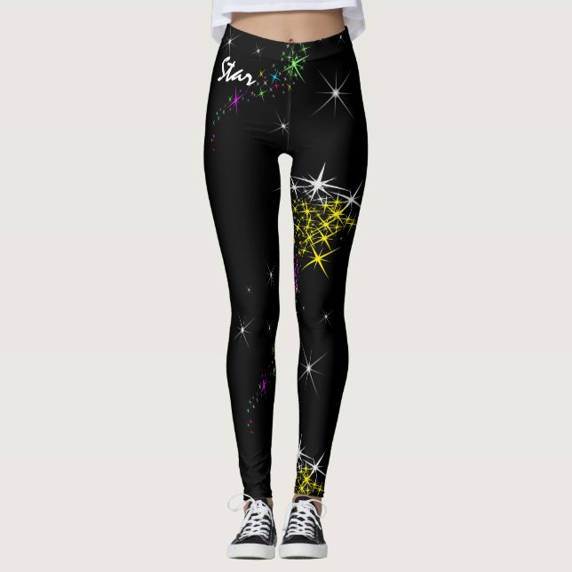 Weihnachtssternnacht Leggings (Vorderseite)