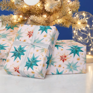 Weihnachtssternornamente Grün Gold Weihnachten Geschenkpapier
