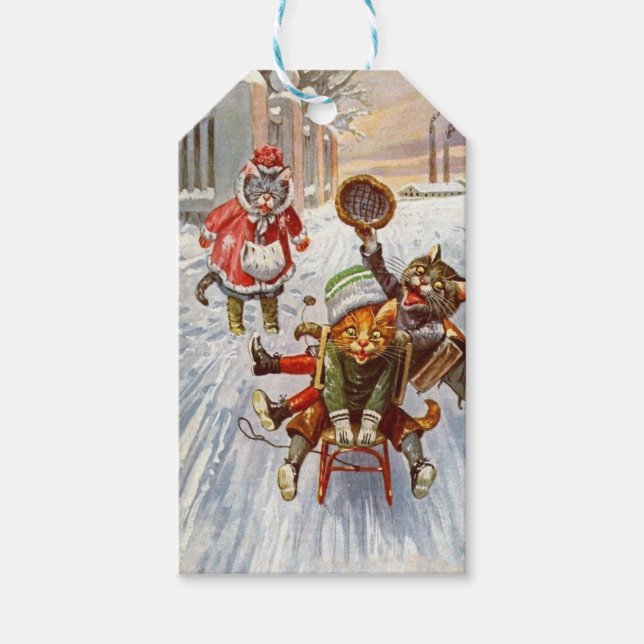 Weihnachtssticker, Arthur Thiele Cats Geschenkanhänger (Vorderseite)