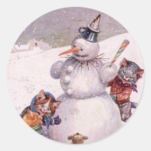 Weihnachtssticker, Arthur Thiele Cats Runder Aufkleber