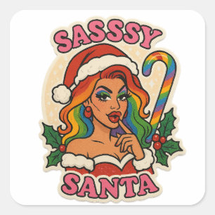 Weihnachtssticker – Drag Queen Holiday Pride Quadratischer Aufkleber