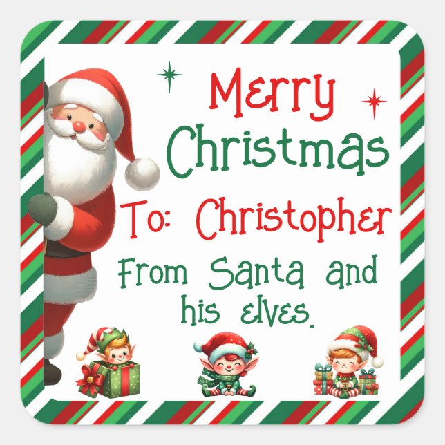 Weihnachtssticker für Kindergeschenke Quadratischer Aufkleber (Vorderseite)