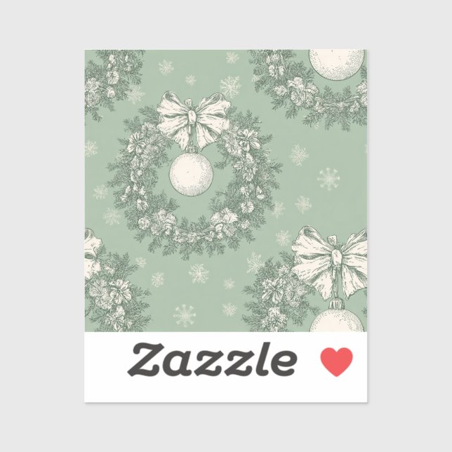 Weihnachtssticker Grün Aufkleber (Blatt)