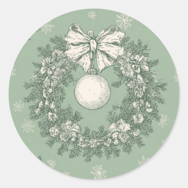 Weihnachtssticker Grün Runder Aufkleber (Vorderseite)