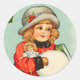 Weihnachtssticker im viktorianischen Stil Runder Aufkleber