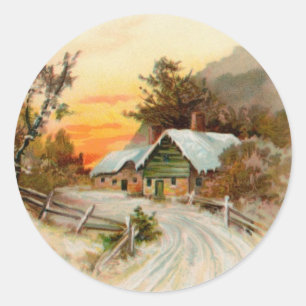 Weihnachtssticker im viktorianischen Stil Runder Aufkleber