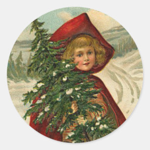 Weihnachtssticker im viktorianischen Stil Runder Aufkleber