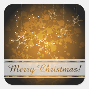 Weihnachtssticker mit goldenen Sternen Quadratischer Aufkleber