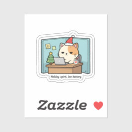 Weihnachtssticker mit Katze und leerem Akku Aufkleber