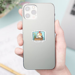 Weihnachtssticker mit Katze und leerem Akku Aufkleber