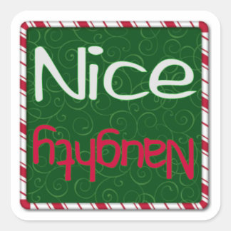 Weihnachtssticker - Naughty oder Nice Quadratischer Aufkleber