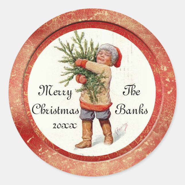 Weihnachtssticker Runder Aufkleber (Vorderseite)
