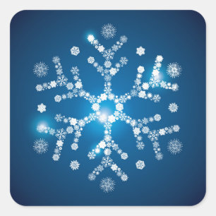 Weihnachtssticker-Snowflake Quadratischer Aufkleber