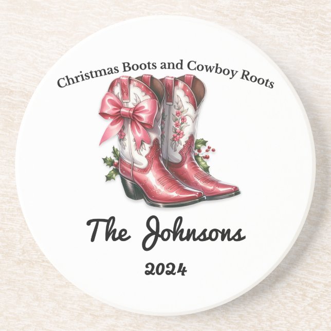 Weihnachtsstiefel und Cowboy Roots Getränkeuntersetzer (Vorne)