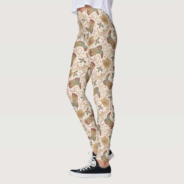Weihnachtsstiefel und Hatter-Muster im Western Leggings (Links)