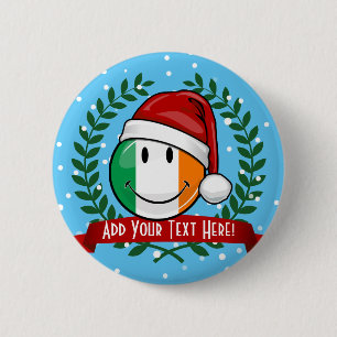 Weihnachtsstil lächelnd irische Flagge Button