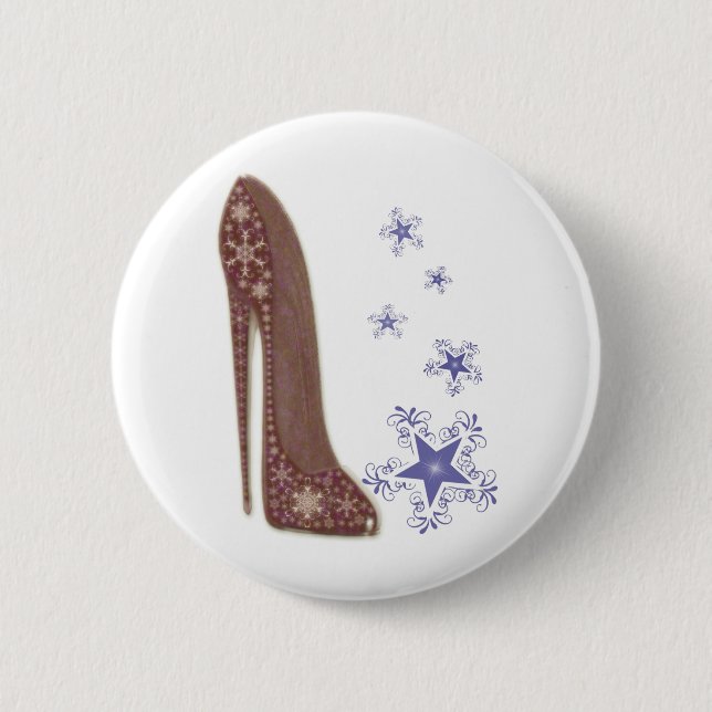 WeihnachtsStilett-Schuh-Kunst und Button (Vorderseite)