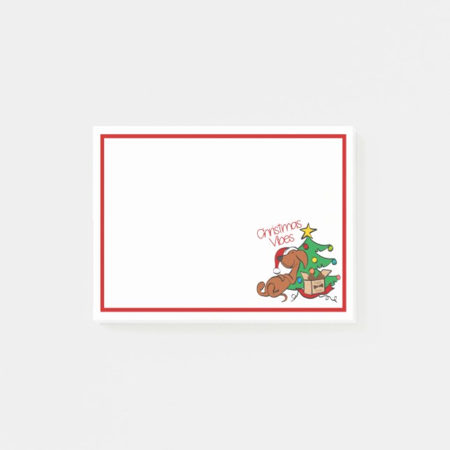 Weihnachtsstimmung Dachshund-Hund Post-It-Notizen Post-it Klebezettel (Vorderseite)