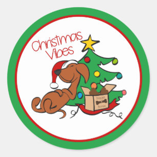 Weihnachtsstimmung Dachshund-Hundesticker Runder Aufkleber