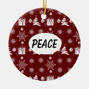 Weihnachtsstimmung in Rot und Weiß Keramik Ornament