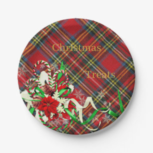 Weihnachtsstimmung Leckereien Kariert Tartan Candy Pappteller