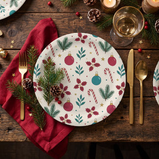 Weihnachtsstimmung mit Holly Candy Cane Pappteller