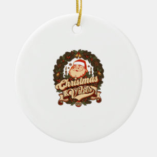 Weihnachtsstimmung Santa Claus Kranz Glocken Keramik Ornament