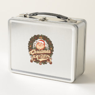 Weihnachtsstimmung Santa Claus Kranz Glocken Metall Brotdose