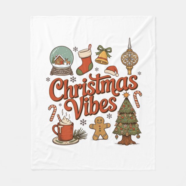 Weihnachtsstimmung Schneekugel Lebkuchenmann Baum Fleecedecke (Vorderseite)