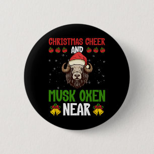Weihnachtsstimmung und Moschusochsen in der Nähe - Button