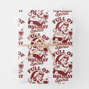Weihnachtsstimmung voller Wein Sarkastische Weihna Geschenkpapier Set