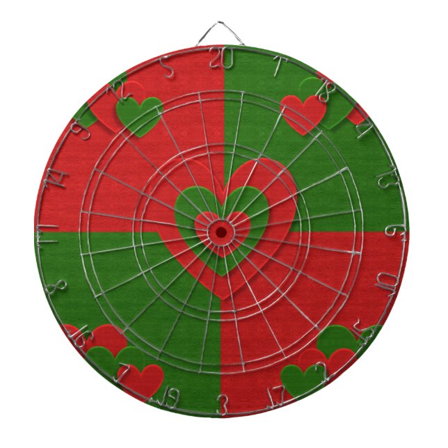 Weihnachtsstoffherzen Liebe Rot Dartscheibe (vorne)