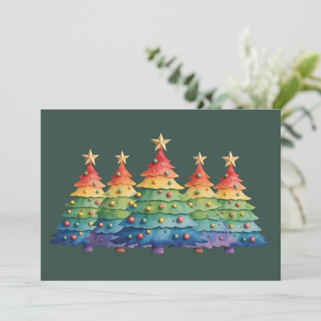 Weihnachtsstolz Regenbogen LGBTQ Gleichberechtigun Feiertagskarte (Stehend Vorderseite)