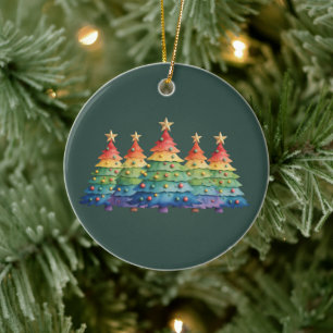 Weihnachtsstolz Regenbogen LGBTQ Gleichberechtigun Keramik Ornament