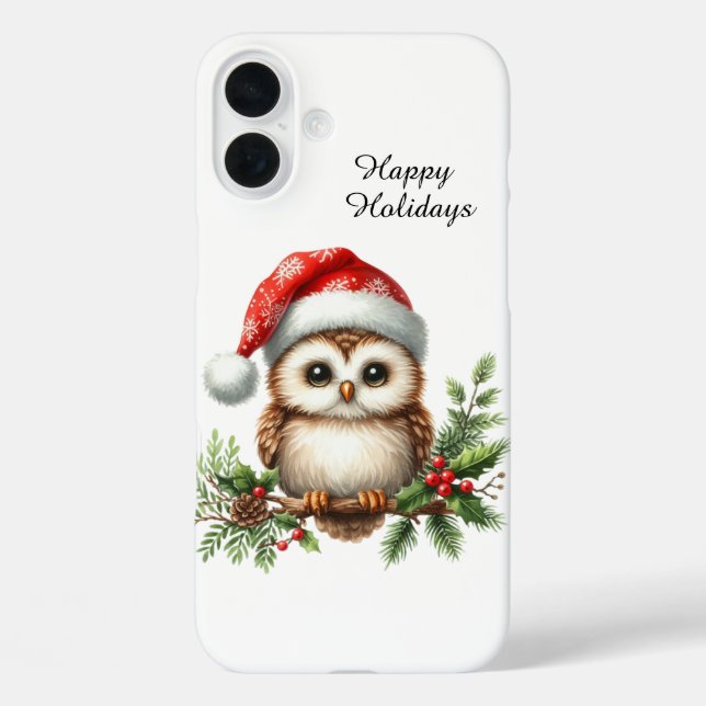 Weihnachtsstrand anpassbare Eule iPhone 16 Plus Hülle (Rückseite)
